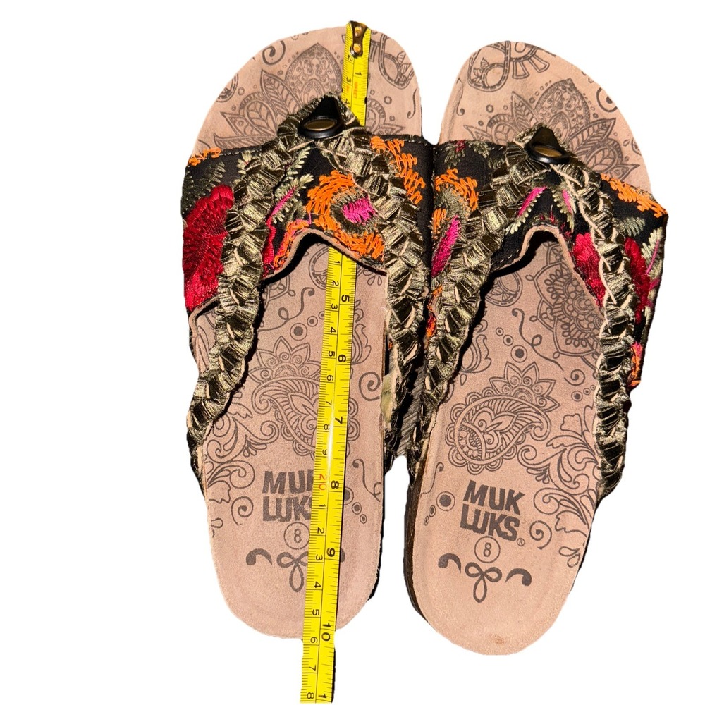 Muk Luks Elaine Braided Thong Flip Flop Sandals Boho Colorful Size 8 NWOT - Picture 12 of 15